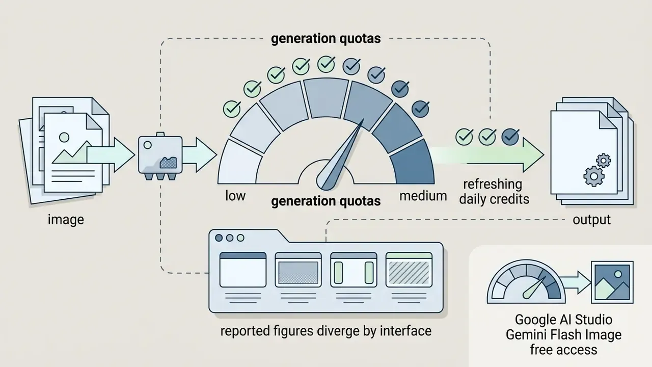 Gauge showing generation quotas for an AI image generator from image with daily credit tracking