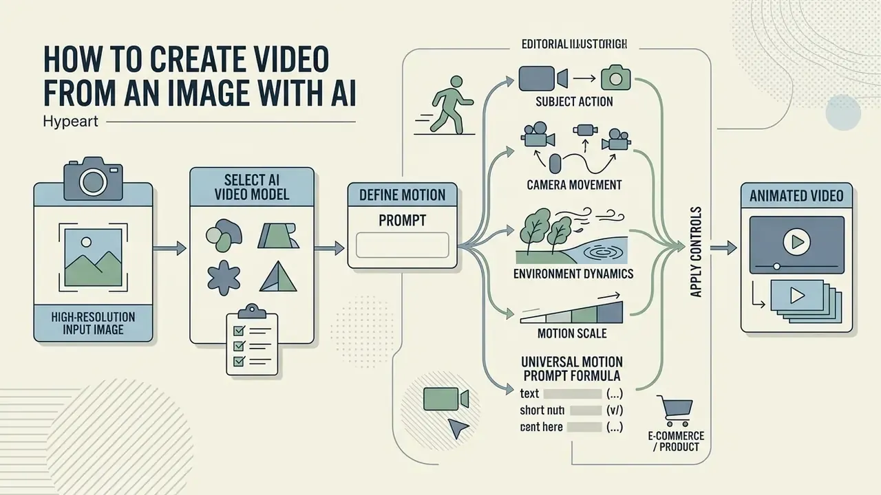 Step-by-step process flow for using an AI picture to video generator to create animated sequences