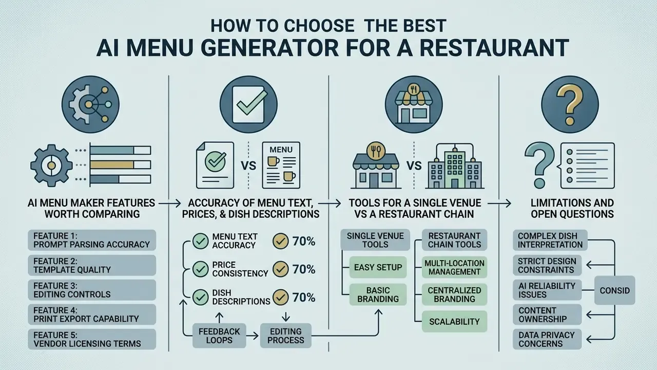 Comparison chart outlining key features, accuracy metrics, venue scaling, and potential software limitations