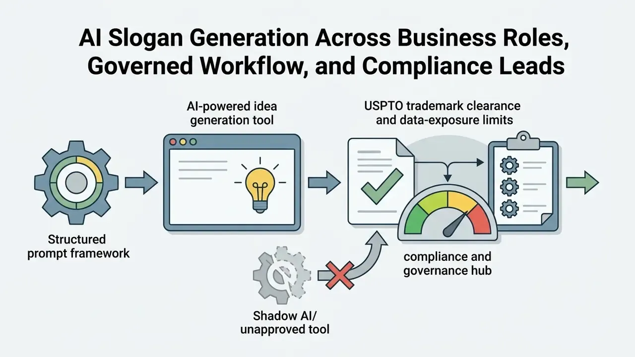 Structured prompts moving through an AI tool into a compliance hub that blocks unapproved software