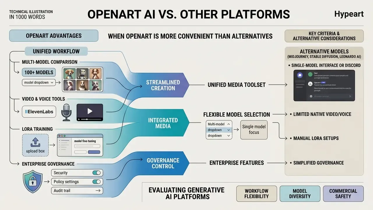 Comparison diagram showing how multi-model workflows and integrated tools contrast with single-model platforms