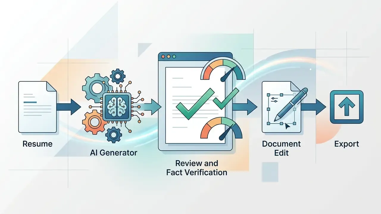 Resume data flowing through a gear system and verification gauges to an editing phase and final export