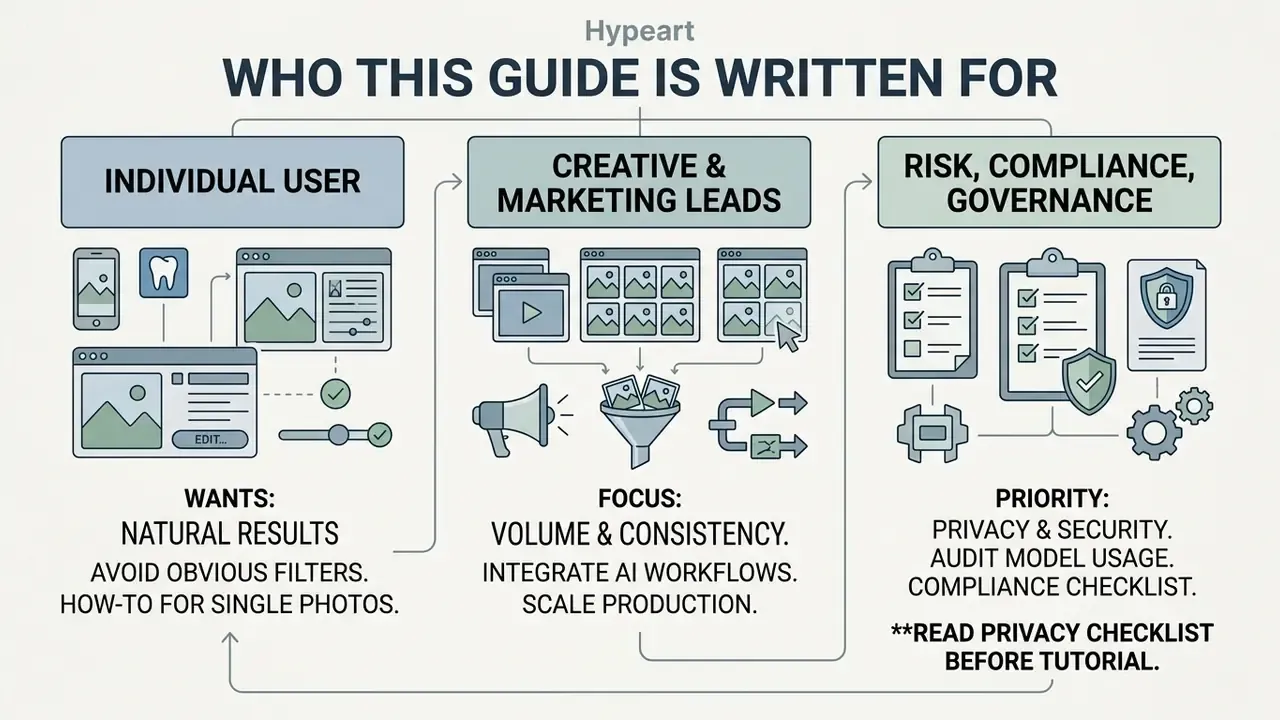 Infographic showing three distinct user groups and their specific goals for editing photos