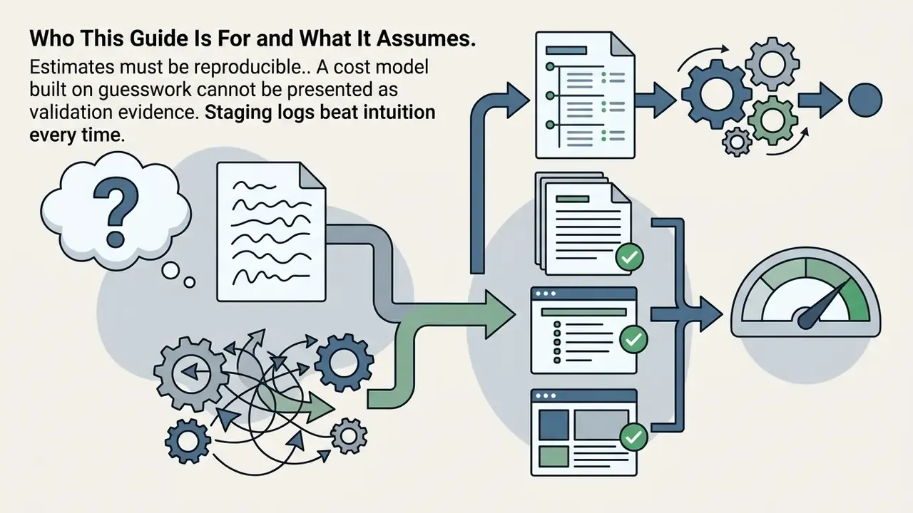 Process showing chaotic guesswork transforming into structured data logs and a final performance gauge