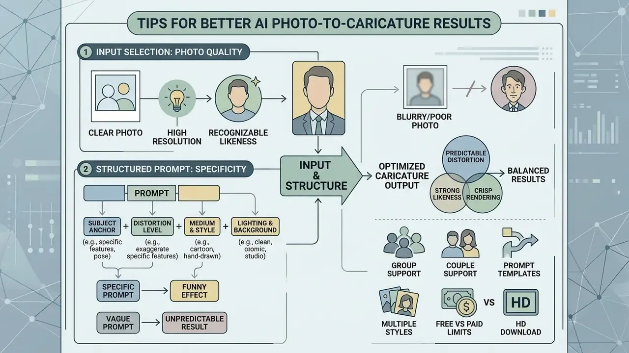 Step by step guide for selecting clear photos and writing specific prompts to achieve balanced results