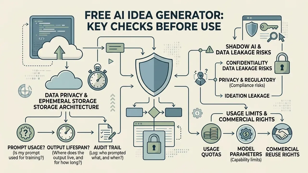 Systematic diagram outlining security and compliance factors for evaluating generative software tools