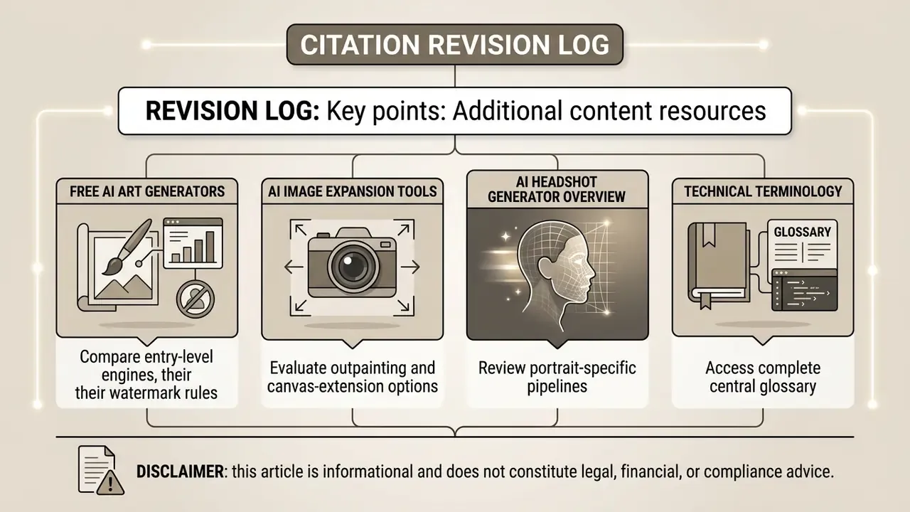 Structured overview of additional AI resources covering art generators, expansion tools, and glossaries