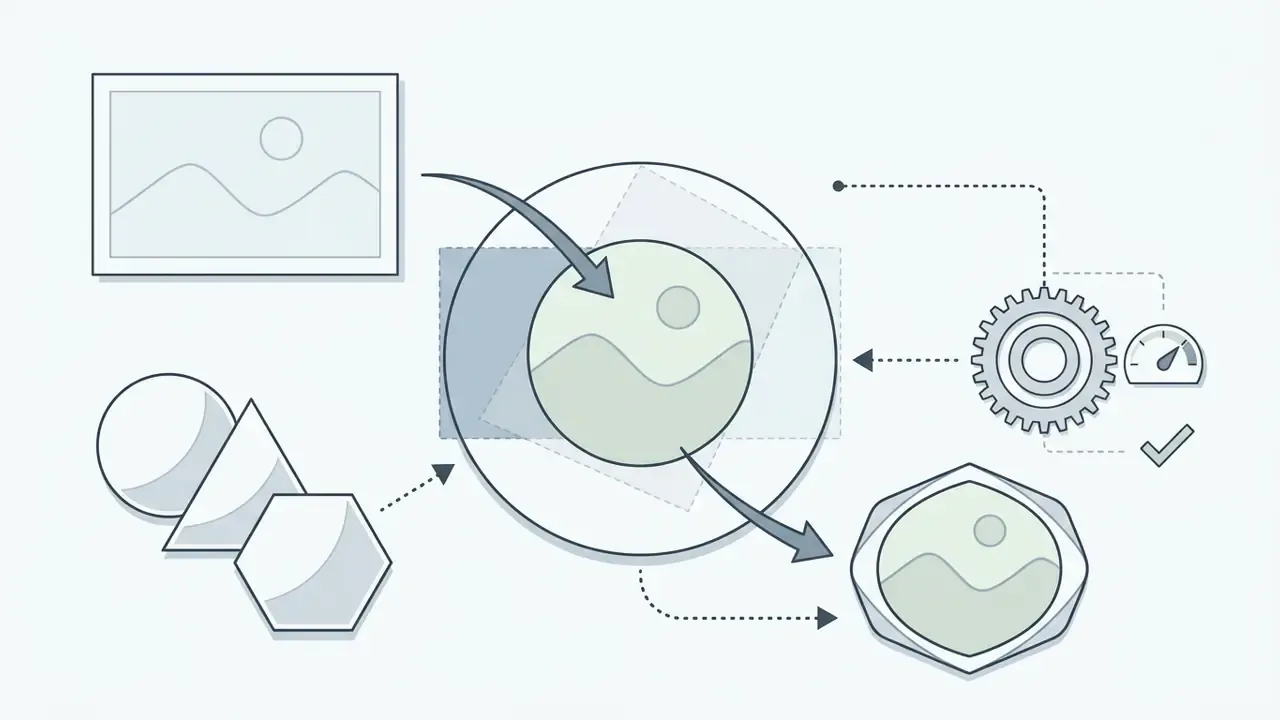 An image being placed into a geometric frame to mask excess parts of the photo