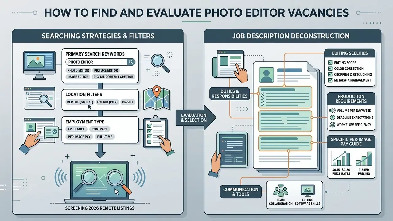 Step by step guide showing search filters and methods to analyze professional job descriptions