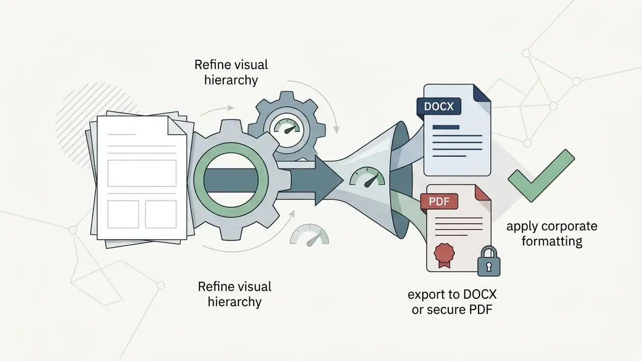 Document pages passing through a mechanical gear system and funnel to export as DOCX and PDF files