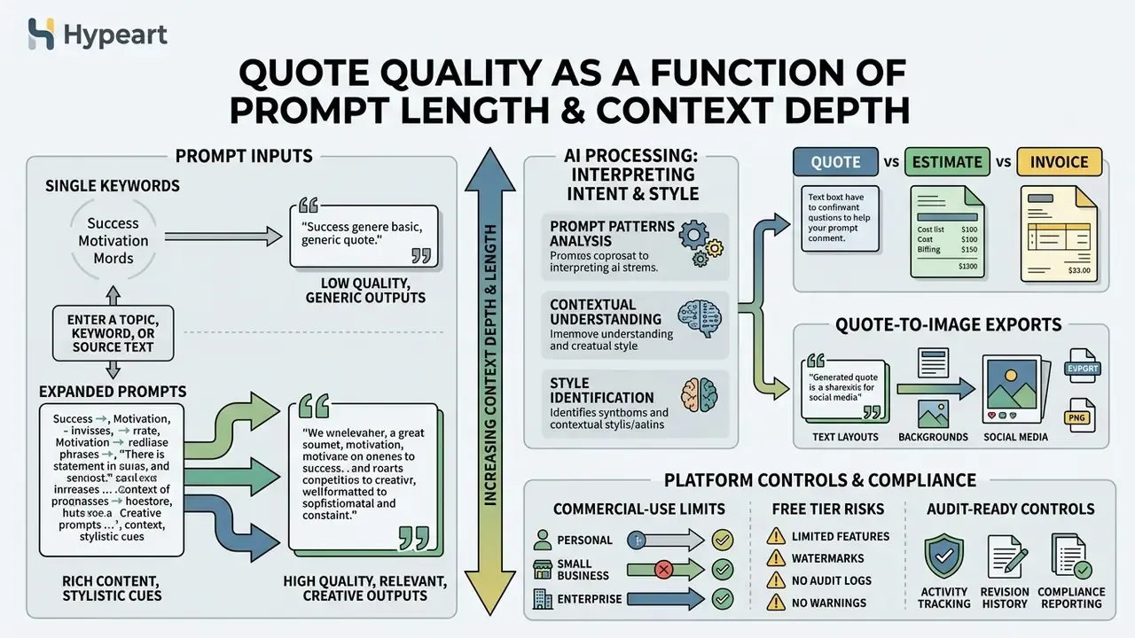 Infographic comparing how short keywords versus expanded prompts affect the quality of generated content
