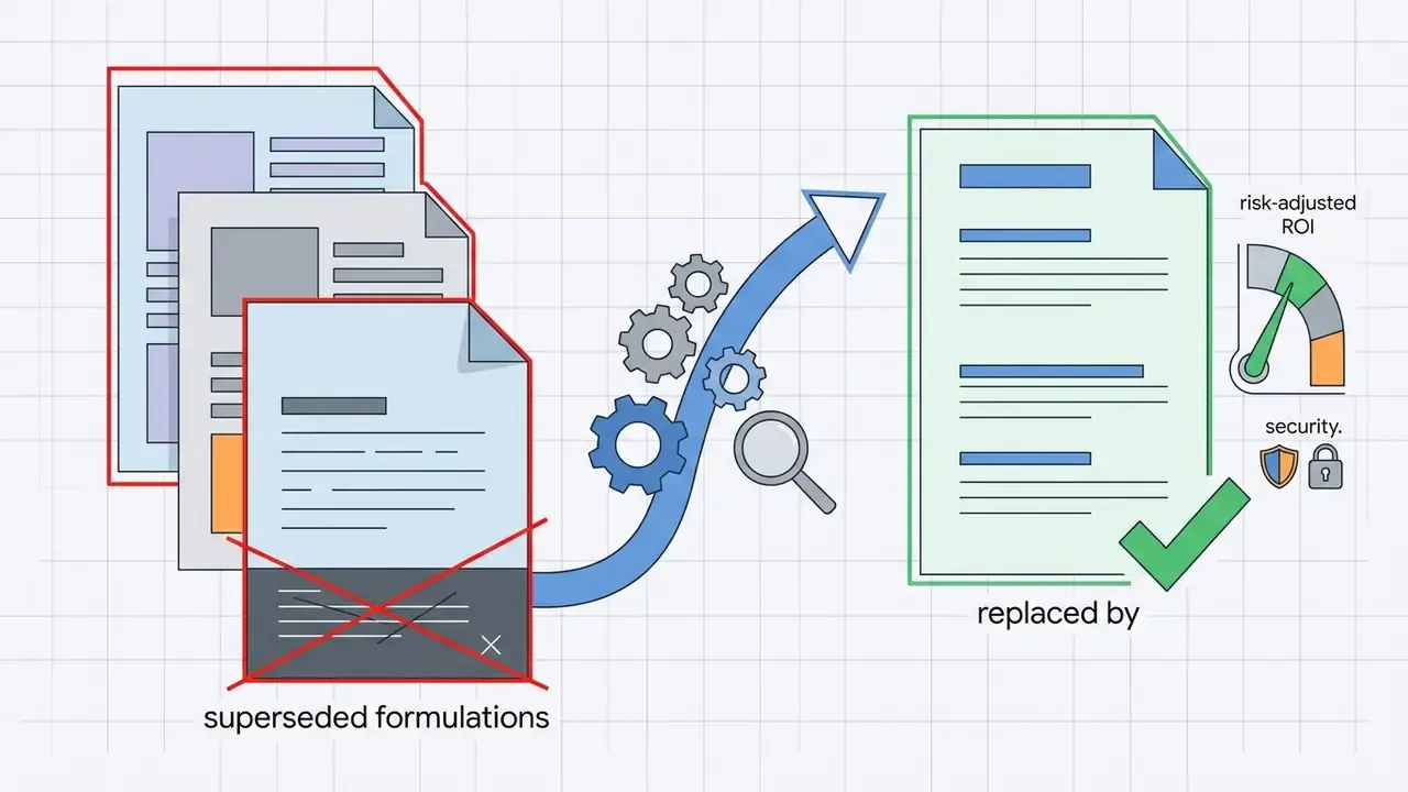 Documents marked with an X being processed by gears into a report with a check mark and gauge