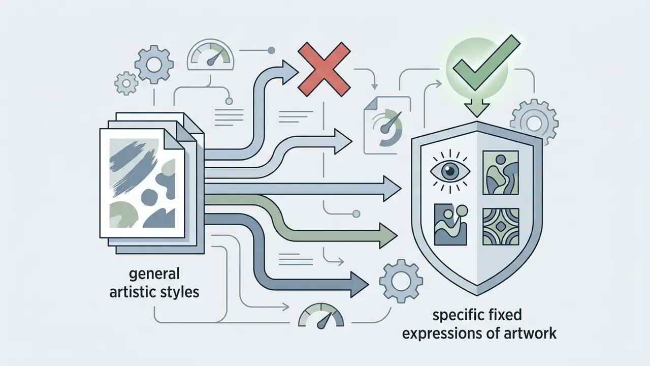 Arrows connecting generic document stacks to a protected shield icon containing specific visual examples