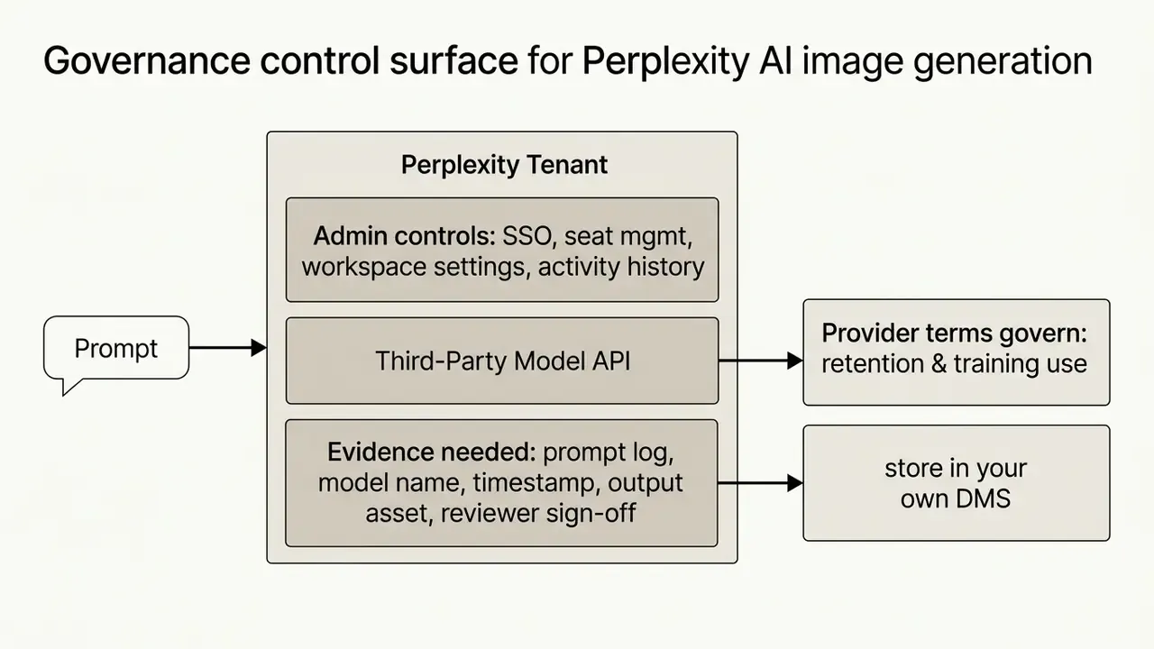 Diagram showing the flow from a prompt through a Perplexity tenant to external model and storage systems