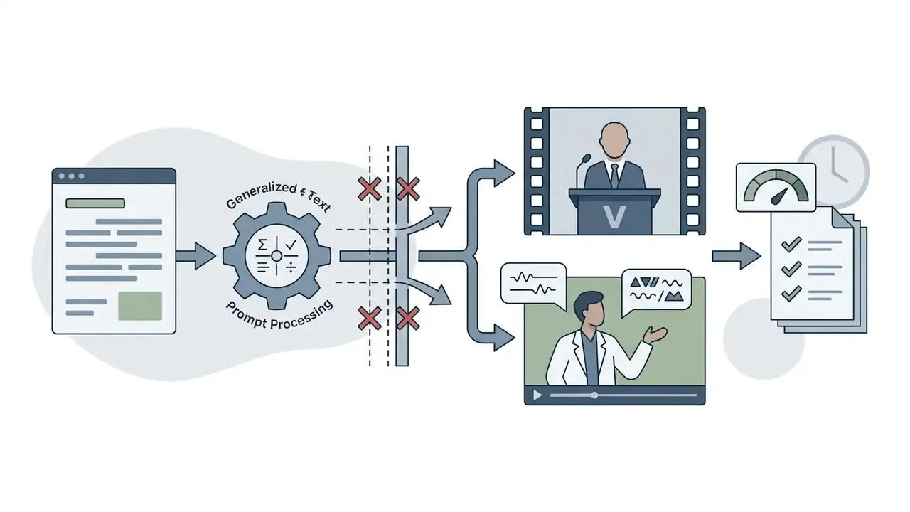 Text prompts bypassing a filter to generate video of a speaker and a medical professional
