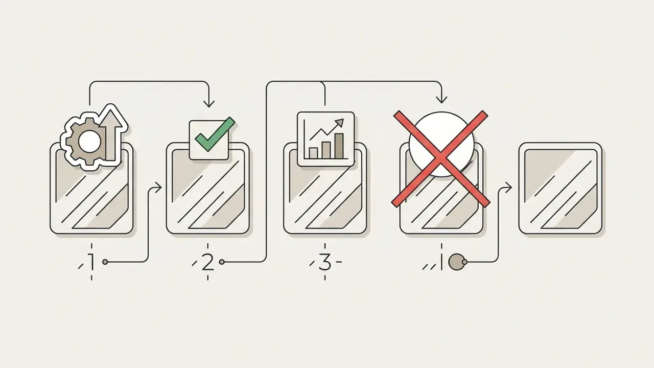 Sequence of five phone icons showing the process of reviewing and removing stickers from a photo