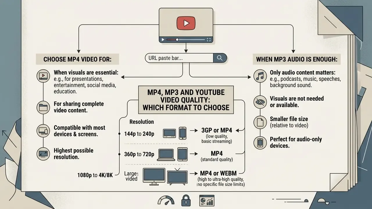 Comparison chart detailing optimal video resolutions and file formats for various playback scenarios