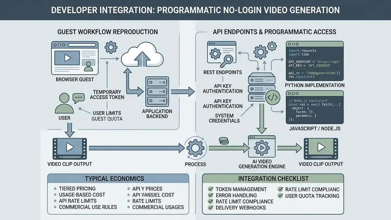 Technical overview of REST API endpoints and code snippets for automating video generation workflows