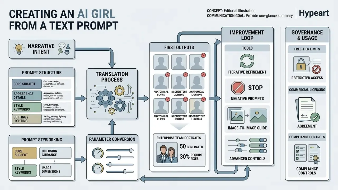 Systematic flowchart outlining the stages of prompt engineering, iterative refinement, and compliance