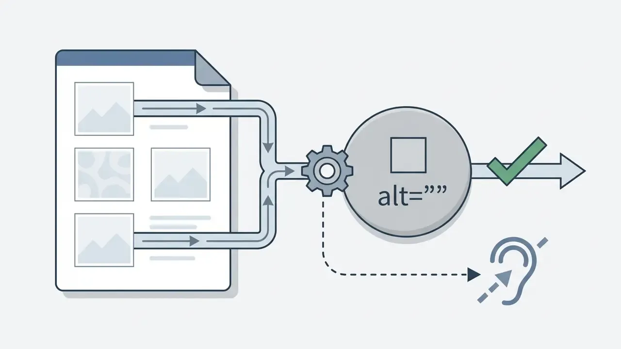 Document images flowing into a gear process that assigns empty alt tags for accessibility