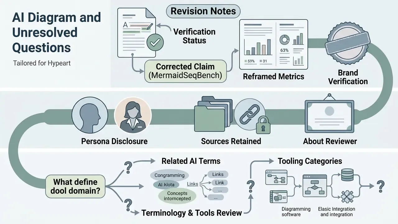 Workflow showing revision notes, brand verification, persona disclosure, and AI terminology definitions