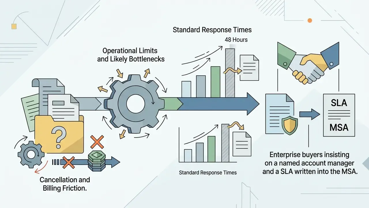 Gear mechanism showing support bottlenecks leading to a handshake and formal service agreements