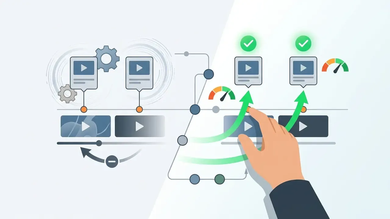 Hand adjusting video chapter markers on a timeline to align with specific content segments