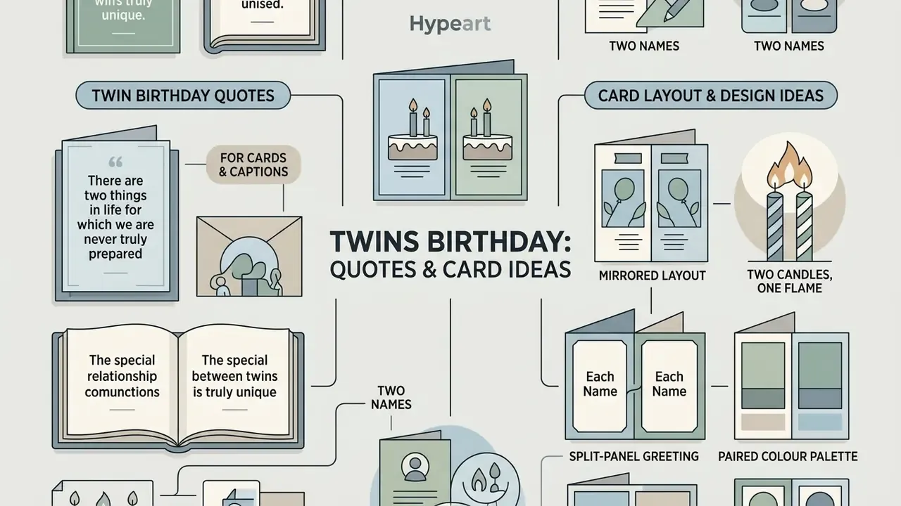 Infographic showing creative design concepts and meaningful text options for dual birthday celebrations