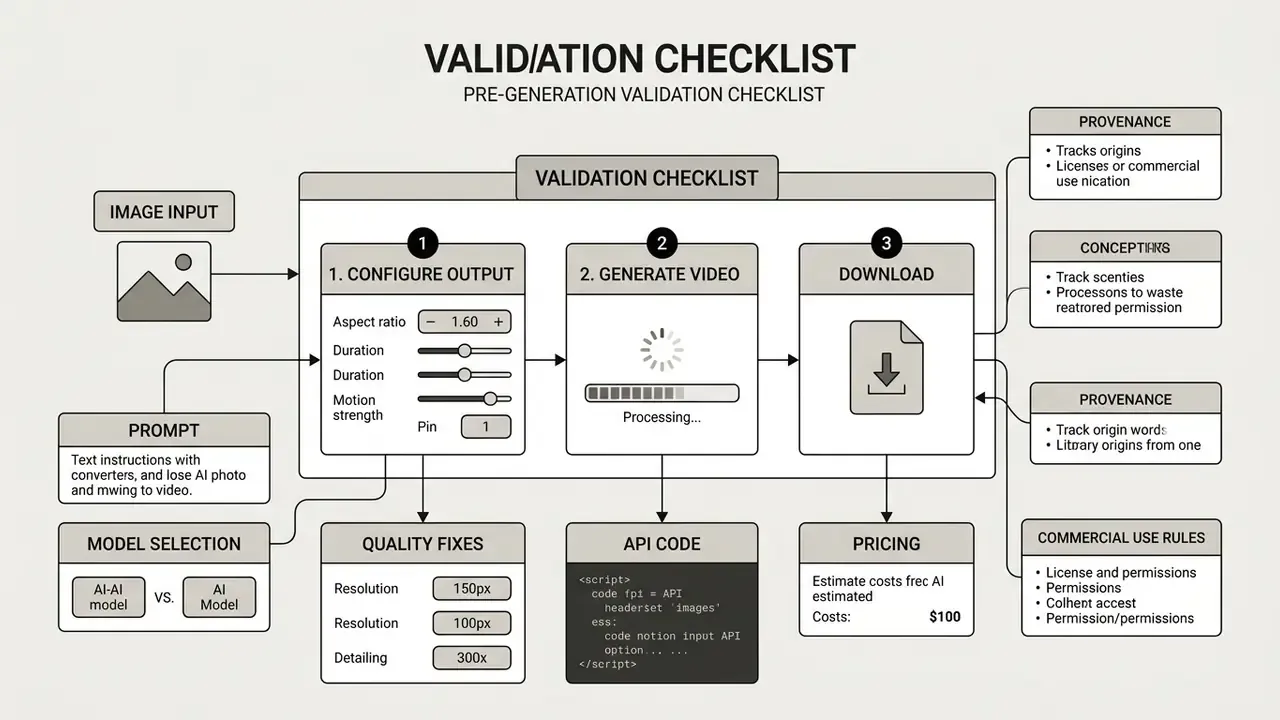 Process map outlining steps for configuration, generation, and downloading with compliance checks