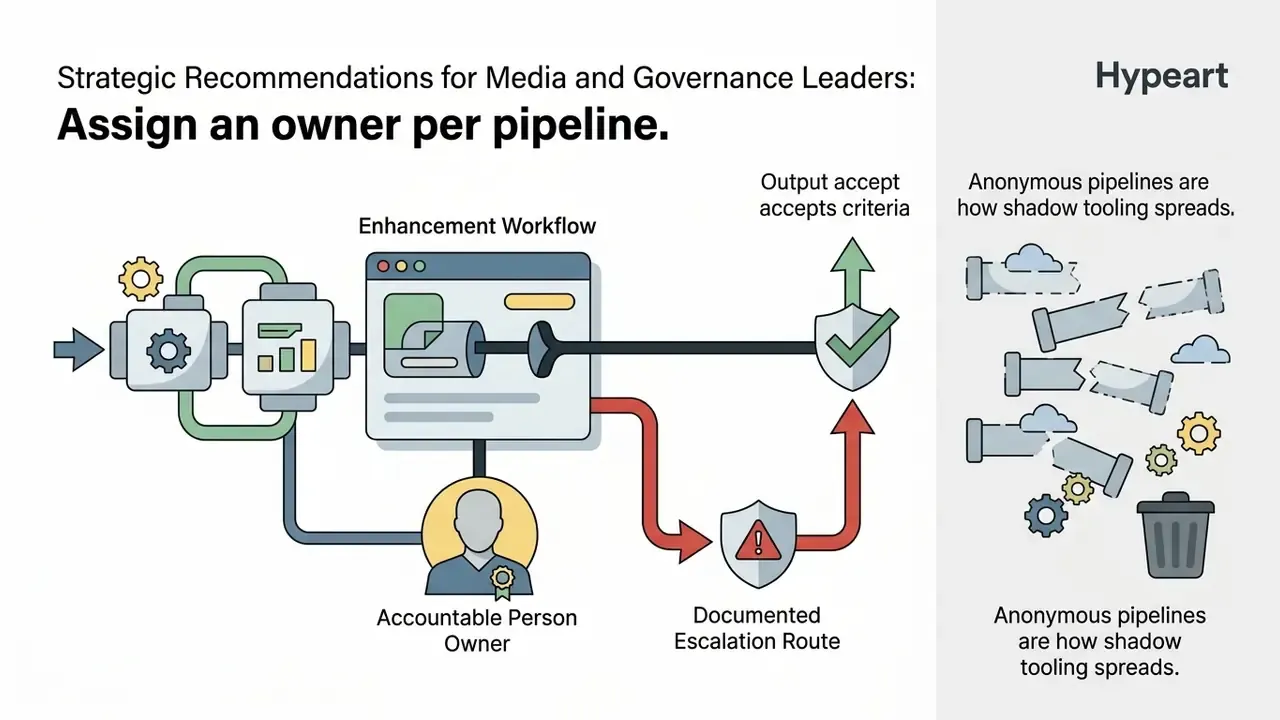 Workflow connecting an accountable owner to an enhancement process with a documented escalation route
