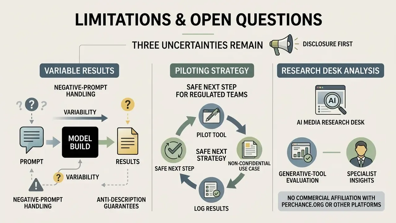 Infographic showing three uncertainty categories including model variability, pilot strategies, and research