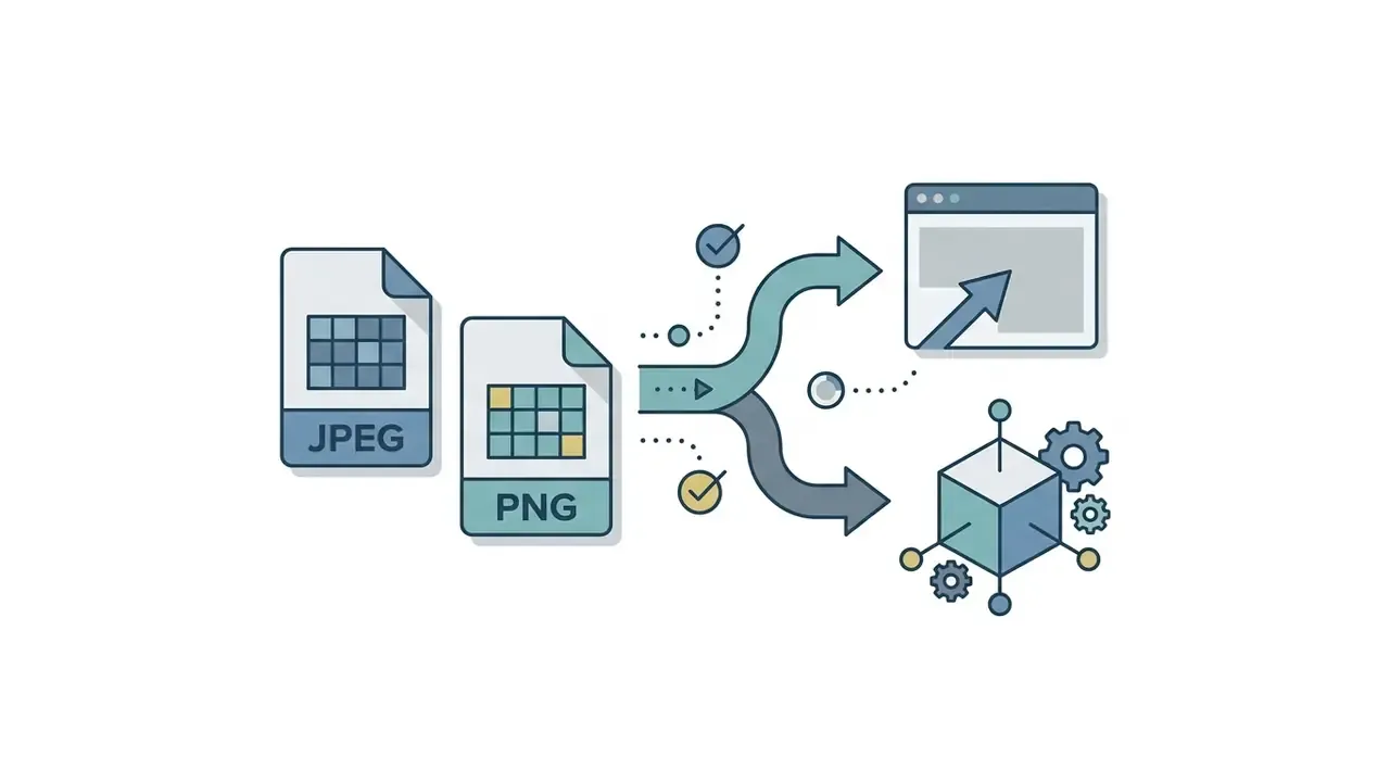 JPEG and PNG files being uploaded to a web interface or API for an AI image caption generator