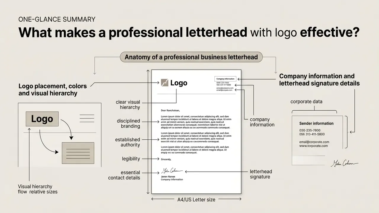 Annotated diagram breaking down the structural components and design elements of a business document