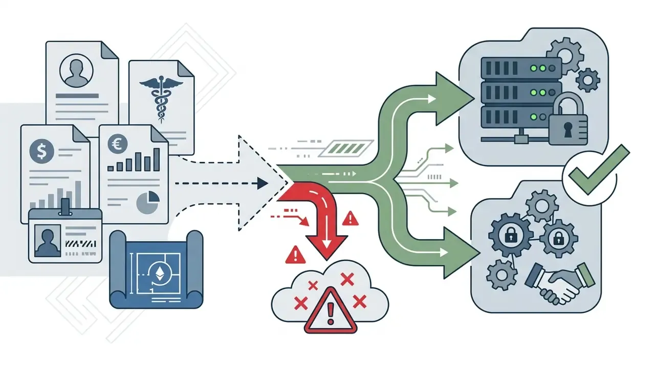 Sensitive documents being diverted away from public cloud storage toward secure and private processing