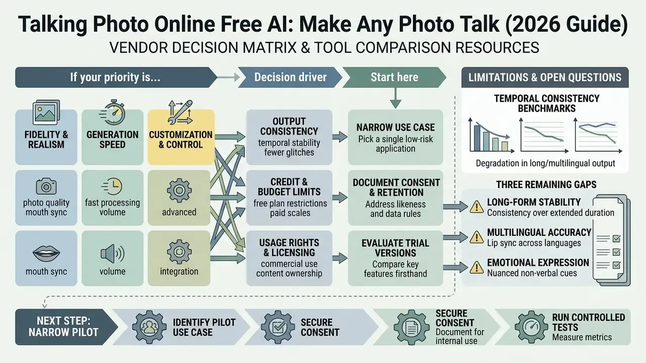 Decision matrix mapping software priorities to technical drivers, usage limitations, and testing steps