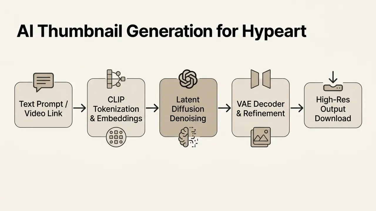 Flowchart displaying the technical pipeline from text input to high-resolution image output