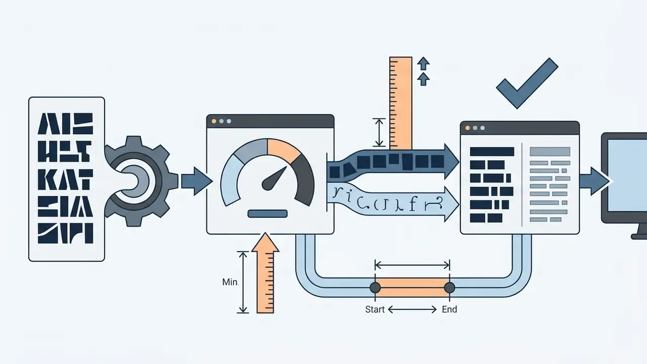 Gear mechanism processing typography settings into a structured layout with measurement indicators