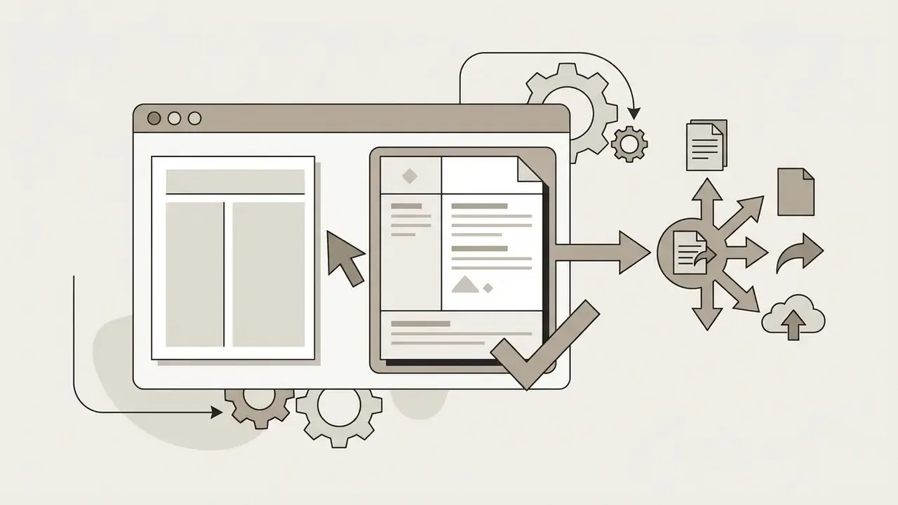 Digital window showing a document being formatted into Cornell notes and exported to multiple file types
