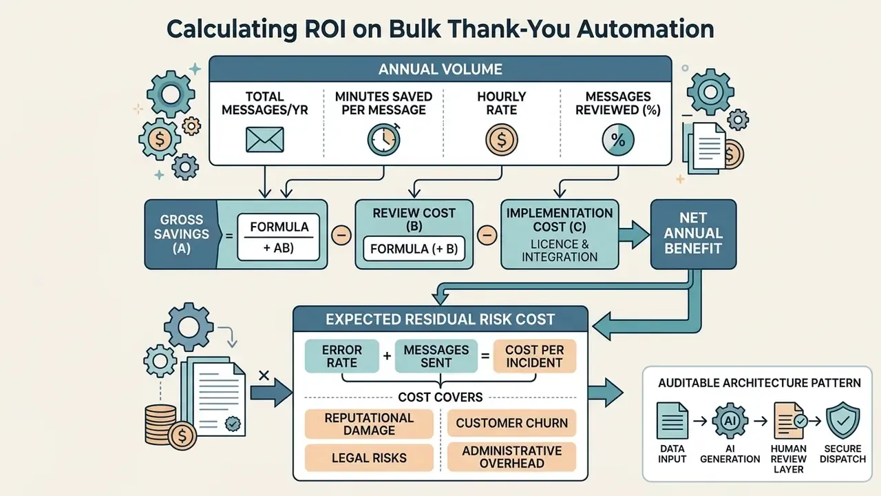 Diagram showing the mathematical formula for calculating net annual benefits and residual risk costs