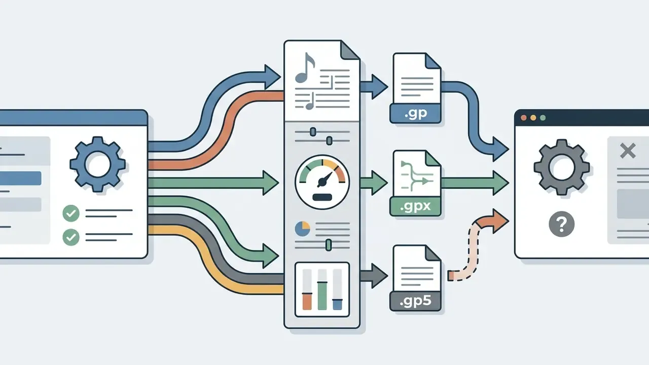 Data flow diagram showing musical notation processing and conversion into multiple file formats