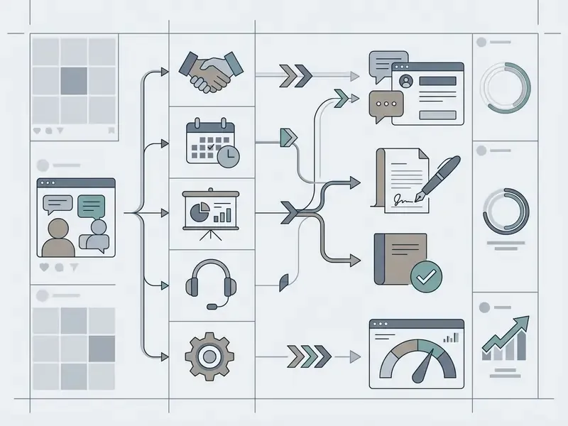 Matrix mapping service categories to operational workflows and performance metrics for instagram monetization