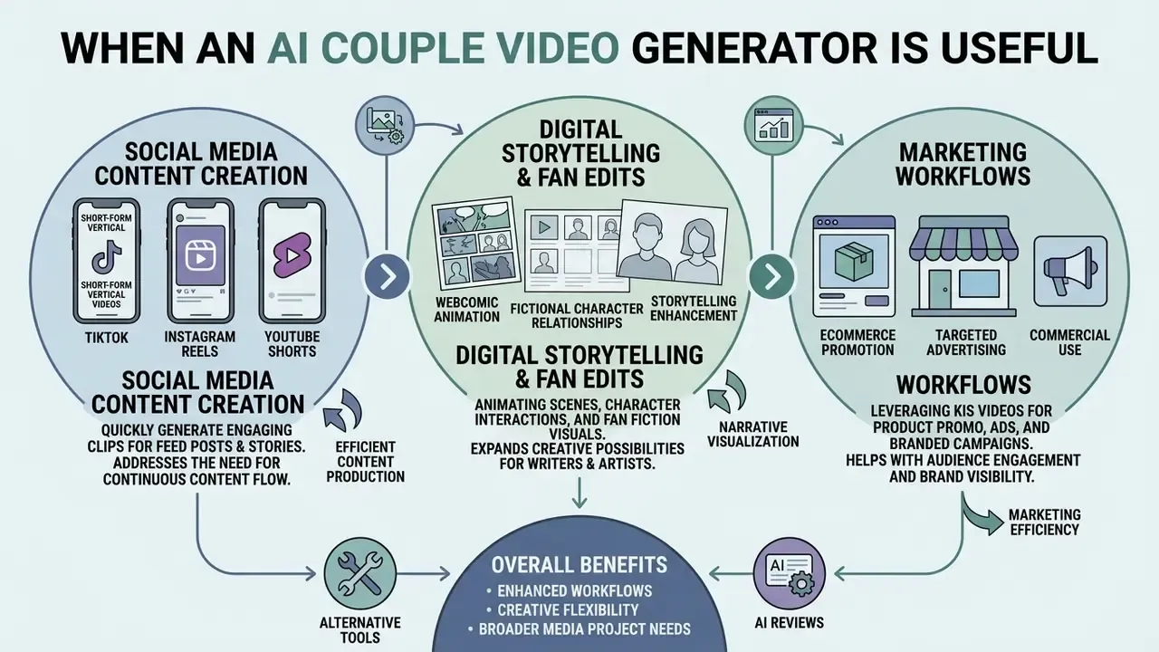 Overview of how an AI couple video generator supports social media, digital storytelling, and marketing