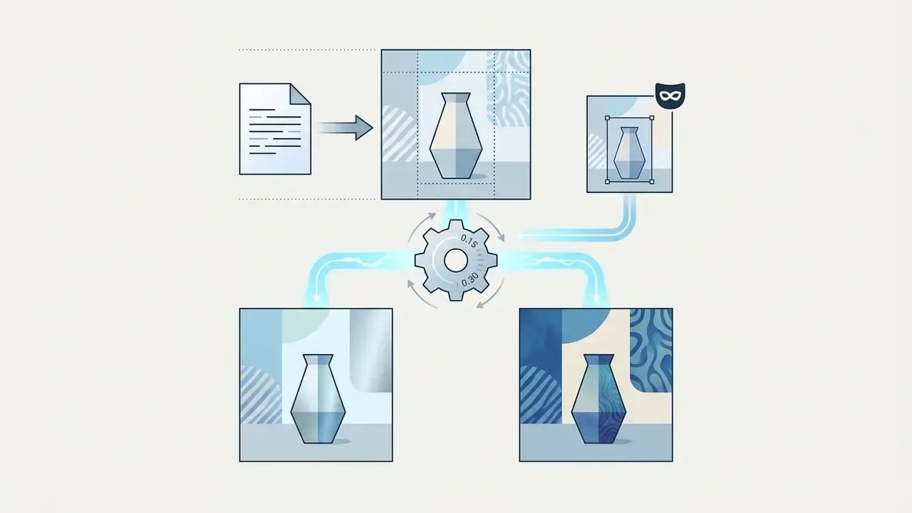 Central gear regulating how text and base images are transformed into varied artistic outputs