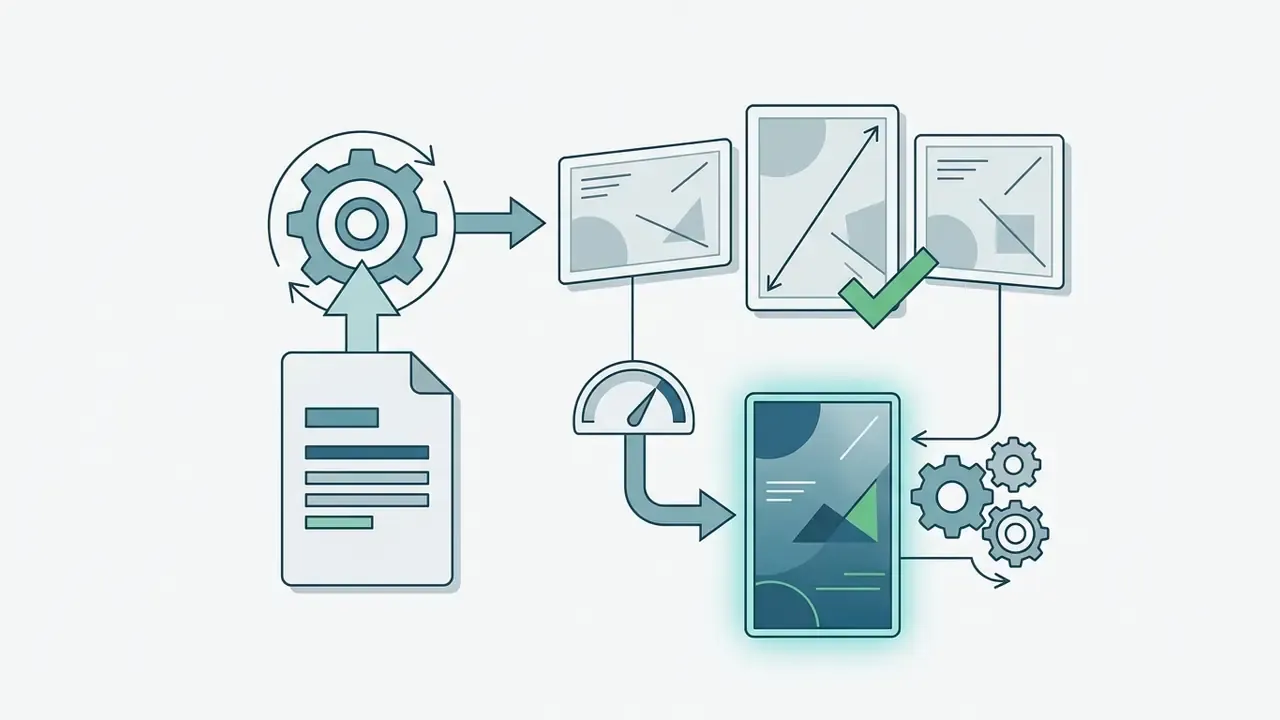 Document feeding into a gear mechanism that selects aspect ratios for mobile screen output