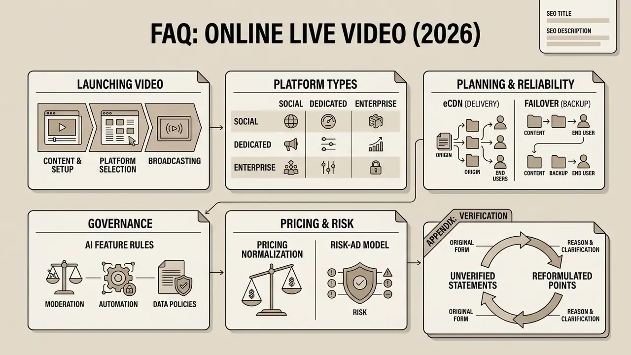 Summary of broadcast stages from platform selection and reliability to governance and verification