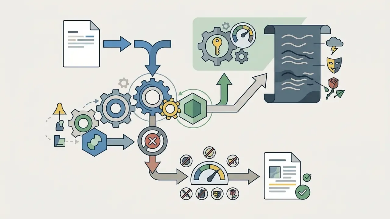 Gear system separating narrative inputs into filtered content or unrestricted creative output