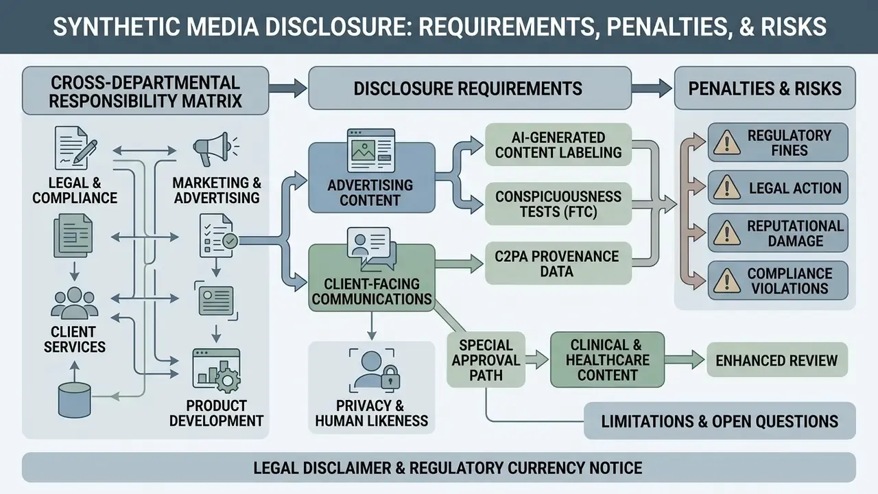 Matrix linking departments to disclosure requirements, content pathways, and potential regulatory risks