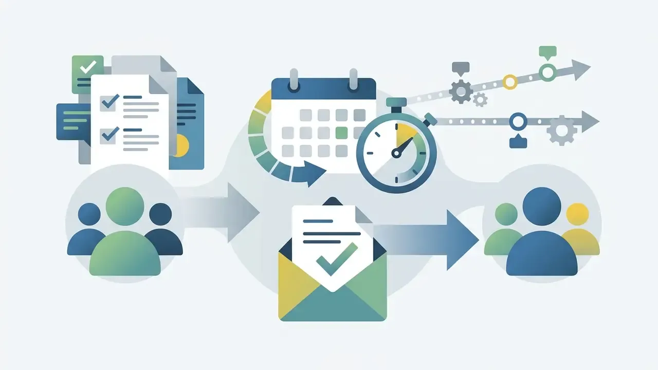 Icons of documents, a calendar, and a clock representing time-sensitive notice in IP Indemnification