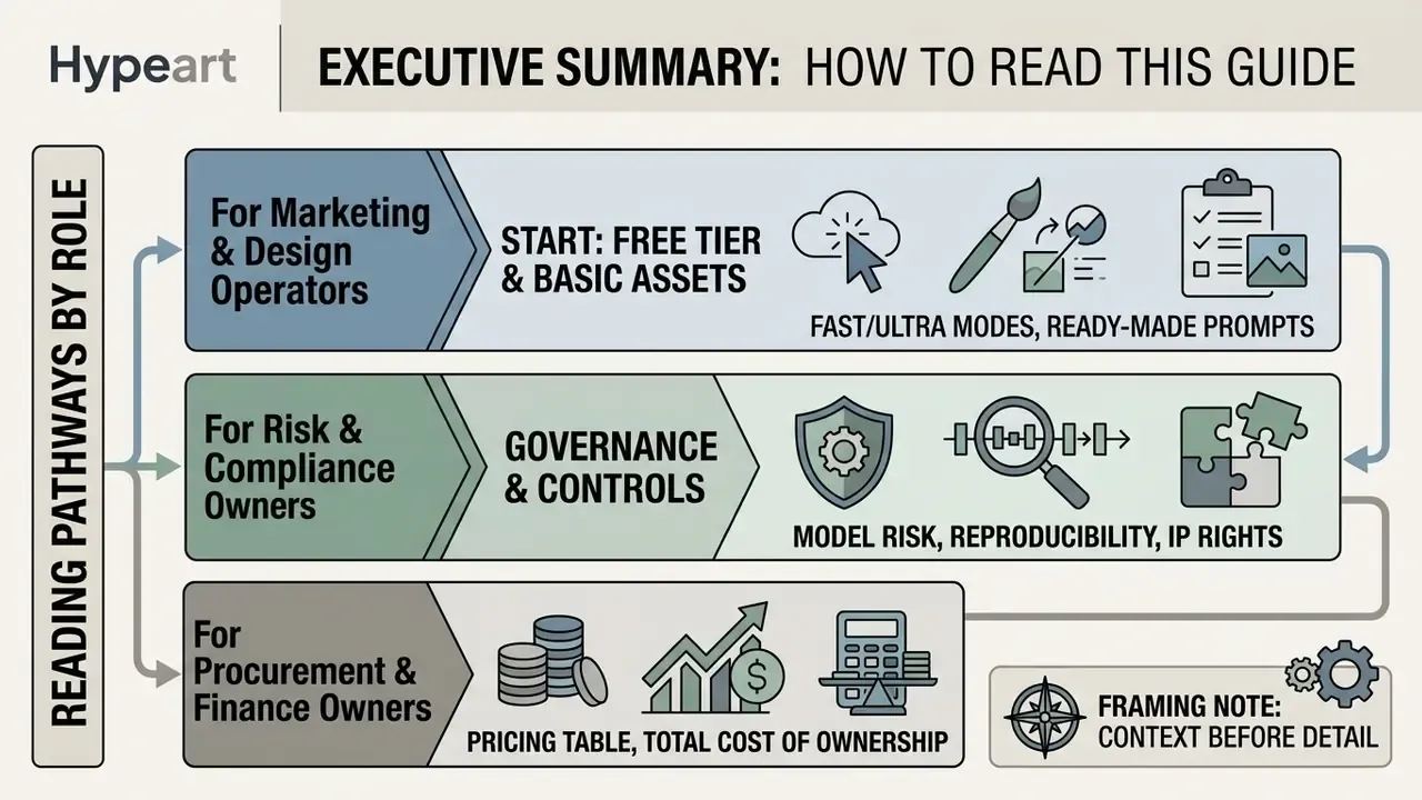 Infographic showing three distinct reading pathways for different professional roles using Leonardo AI