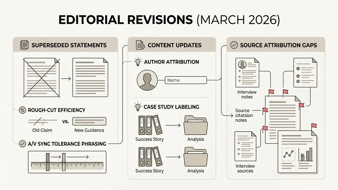 Summary of editorial revisions including superseded statements, content updates, and source attribution gaps